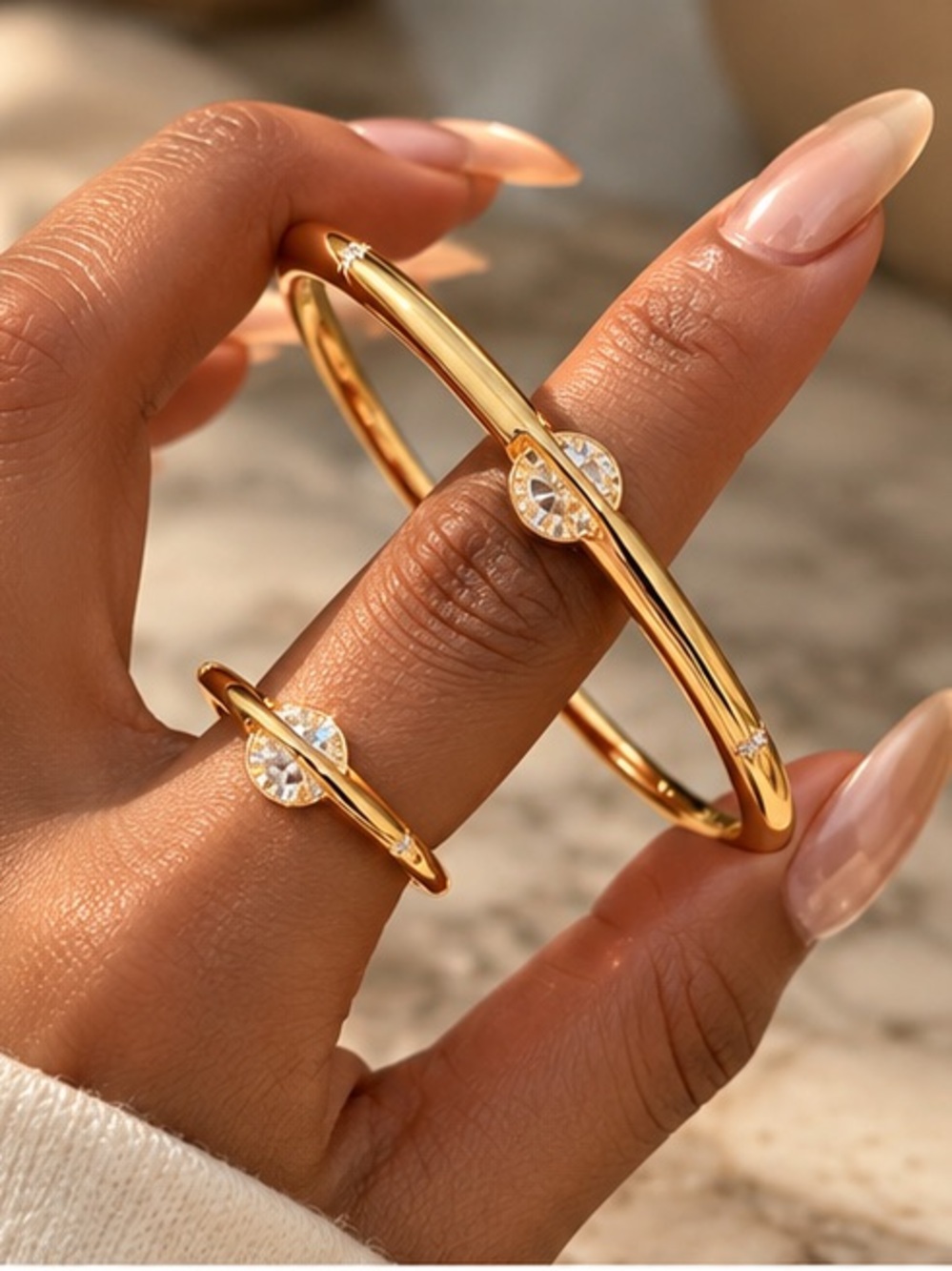 Celestine Rotating Crystal Gold Bangle
Bangle and Ring Set - Picture 1 of 4